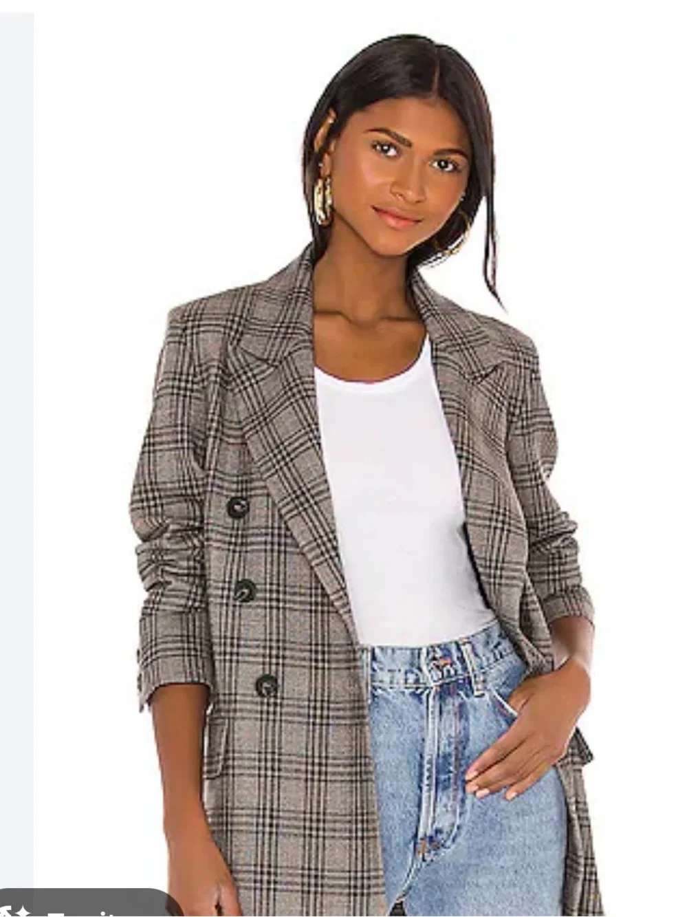 Free People Ashby Plaid Double Breasted Blazer Medium - like new